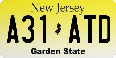 NJ license plate A31ATD