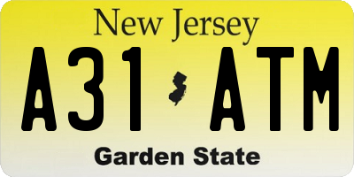 NJ license plate A31ATM