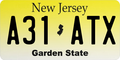 NJ license plate A31ATX