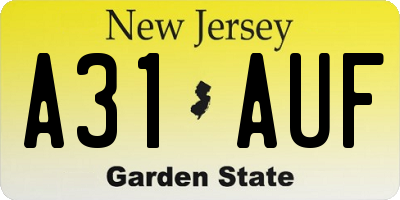 NJ license plate A31AUF