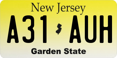 NJ license plate A31AUH