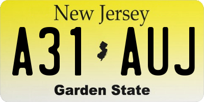 NJ license plate A31AUJ