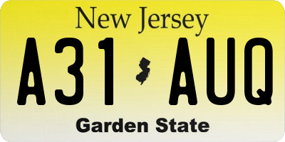 NJ license plate A31AUQ
