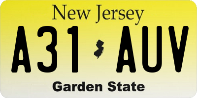 NJ license plate A31AUV