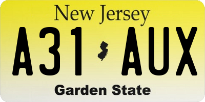 NJ license plate A31AUX
