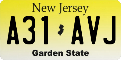 NJ license plate A31AVJ