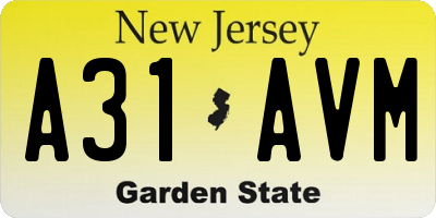 NJ license plate A31AVM