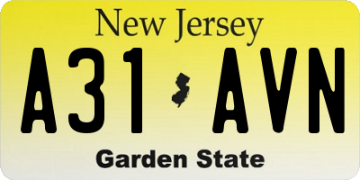NJ license plate A31AVN