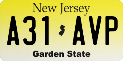 NJ license plate A31AVP