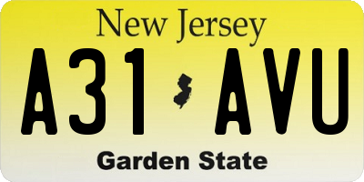 NJ license plate A31AVU