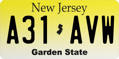 NJ license plate A31AVW