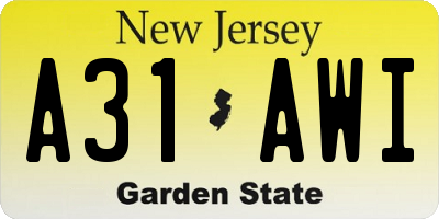NJ license plate A31AWI
