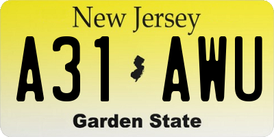 NJ license plate A31AWU