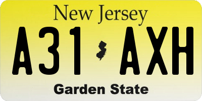 NJ license plate A31AXH