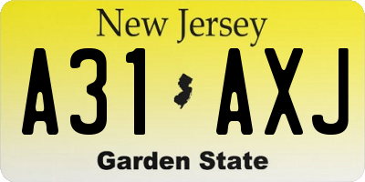 NJ license plate A31AXJ