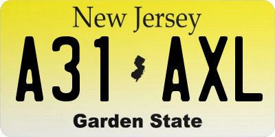 NJ license plate A31AXL