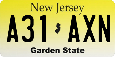NJ license plate A31AXN