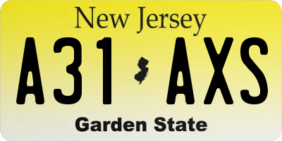 NJ license plate A31AXS