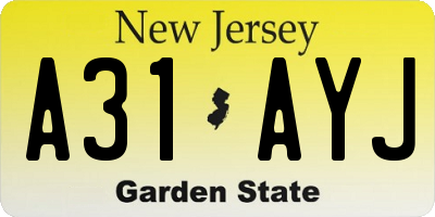 NJ license plate A31AYJ
