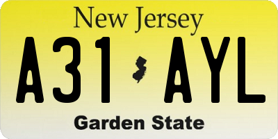 NJ license plate A31AYL