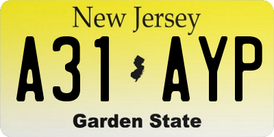 NJ license plate A31AYP