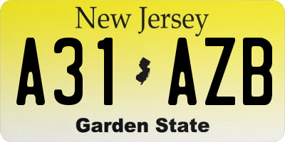 NJ license plate A31AZB