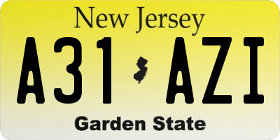 NJ license plate A31AZI