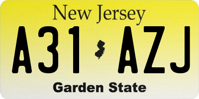 NJ license plate A31AZJ
