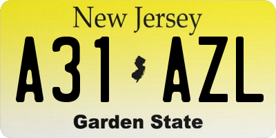NJ license plate A31AZL