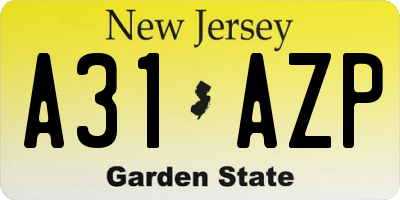 NJ license plate A31AZP