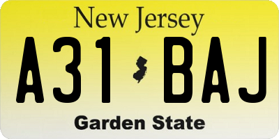 NJ license plate A31BAJ
