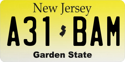 NJ license plate A31BAM