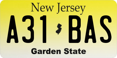NJ license plate A31BAS