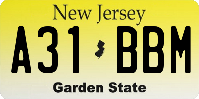 NJ license plate A31BBM