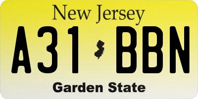 NJ license plate A31BBN