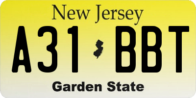 NJ license plate A31BBT
