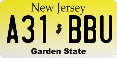 NJ license plate A31BBU