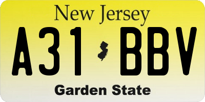 NJ license plate A31BBV