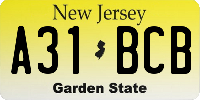 NJ license plate A31BCB