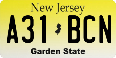 NJ license plate A31BCN