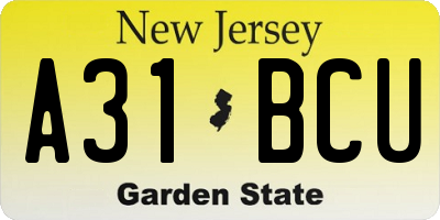 NJ license plate A31BCU