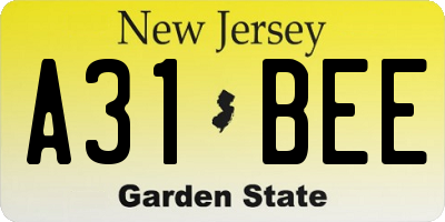 NJ license plate A31BEE