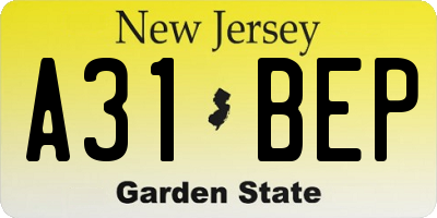 NJ license plate A31BEP