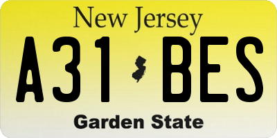 NJ license plate A31BES