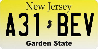 NJ license plate A31BEV