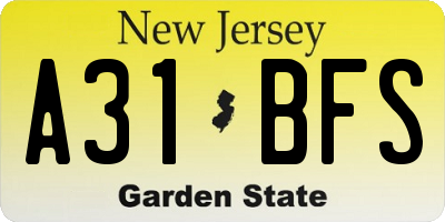 NJ license plate A31BFS
