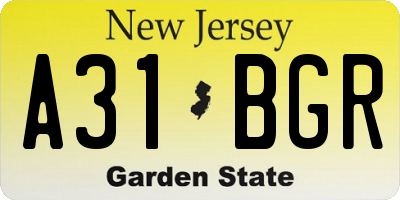 NJ license plate A31BGR