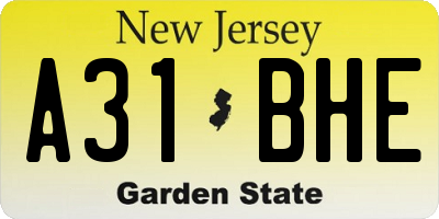 NJ license plate A31BHE