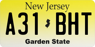 NJ license plate A31BHT