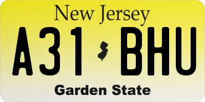 NJ license plate A31BHU